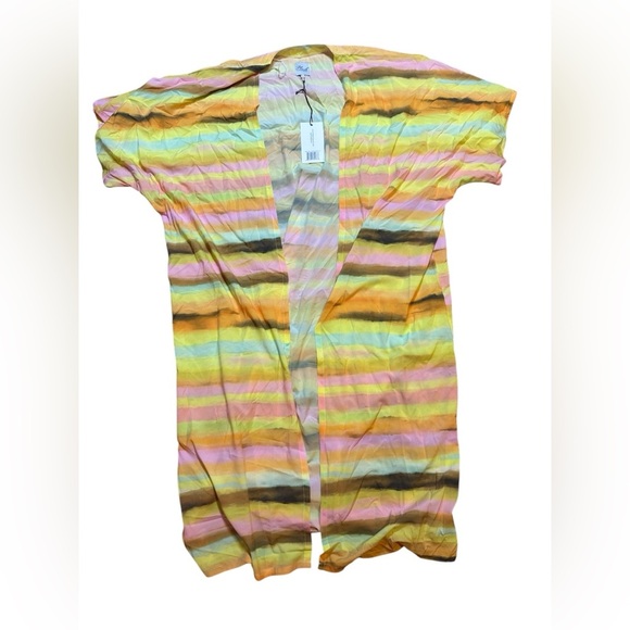 🌅 REVOLVE ✨ Plush Apparel “Sunset Stripe” Kimono Cover-Up L 💕 Resort Chic - Picture 2 of 4